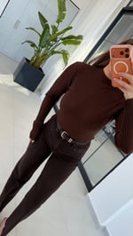 Balıkçıl Hafif Simli Bluz Kahverengi