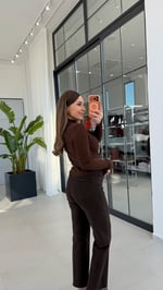 Balıkçıl Hafif Simli Bluz Kahverengi