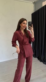 Bameda Gömlekli Takım Bordo
