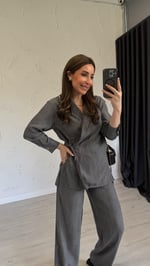 Bameda Gömlekli Takım Gri