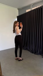 Bel Düğmeli Çelik Fit Tayt Pantolon Siyah