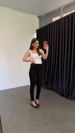 Bel Düğmeli Çelik Fit Tayt Pantolon Siyah