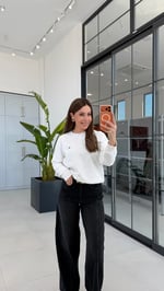 Bisiklet Yaka Sweatshirt Ekru