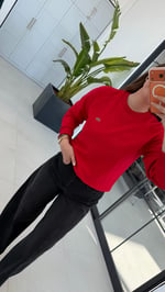 Bisiklet Yaka Sweatshirt Kırmızı