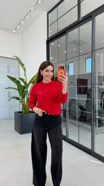 Bisiklet Yaka Sweatshirt Kırmızı
