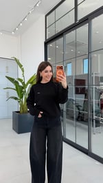 Bisiklet Yaka Sweatshirt Siyah
