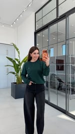 Bisiklet Yaka Sweatshirt Yeşil