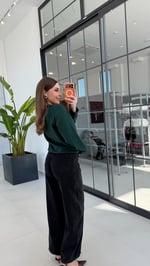 Bisiklet Yaka Sweatshirt Yeşil