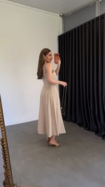 Biye Model Keten Elbise Bej