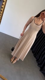 Biye Model Keten Elbise Bej