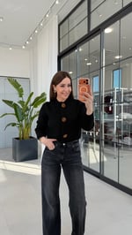 Bronz Büyük Çiçekli Triko Siyah