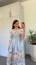 Çiçek Bahçesi Elbise Mavi