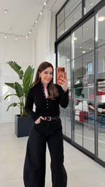 Çıtçıtlı Dik Yaka Triko Siyah