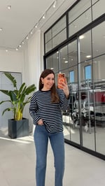 Çizgili Kurtarıcı Bluz Lacivert