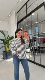 Çizgili Kurtarıcı Bluz Siyah