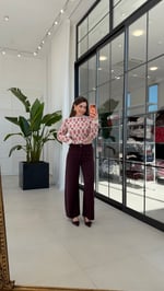 Conci Dökümlü Tensel Pantolon Bordo