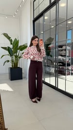 Conci Dökümlü Tensel Pantolon Bordo