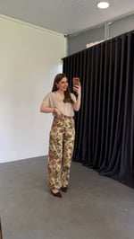 Dampa Desenli Vintage Denim Pantolon Sarı