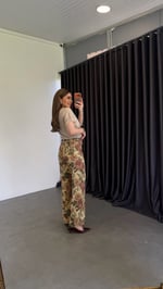 Dampa Desenli Vintage Denim Pantolon Sarı