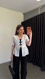 Dantel Güpürlü Ceket Ekru