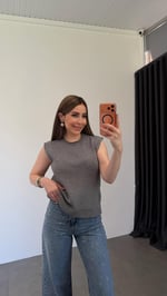 Darvoy Sıfır Kol Lcs Triko Gri