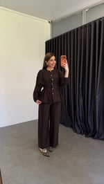 Dena Belden Volanlı Tensel Takım Kahverengi