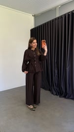 Dena Belden Volanlı Tensel Takım Kahverengi