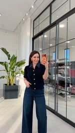 Denim Yakalı Triko Lacivert