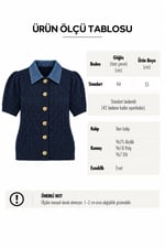 Denim Yakalı Triko Lacivert