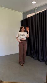 Dökümlü Tensl Denim Pantolon Kahverengi