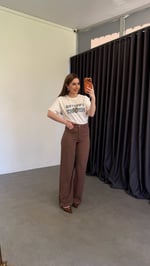 Dökümlü Tensl Denim Pantolon Kahverengi