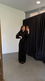 Dökümlü Tensl Denim Pantolon Siyah