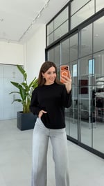 Düz Model Uzun Kol Bluz Siyah