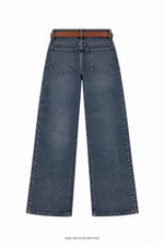 Düz Paça Taba Kemerli Jean Mavi