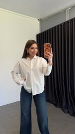 Elanzo Kolları Dantel Şeritli Gömlek Beyaz