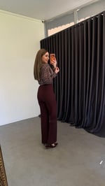 En Boy Likralı Tok Kumaş Pantolon Mürdüm