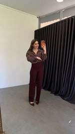 En Boy Likralı Tok Kumaş Pantolon Mürdüm