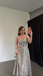 Greyni Mini Flower Elbise Yeşil
