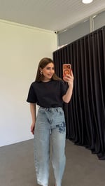 Gül Nakışlı Jean Mavi