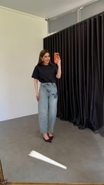 Gül Nakışlı Jean Mavi