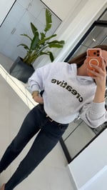 Haki Yazılı Kapişonlu Sweatshirt Gri