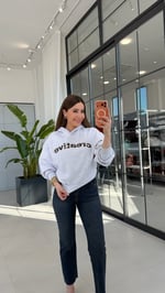 Haki Yazılı Kapişonlu Sweatshirt Gri