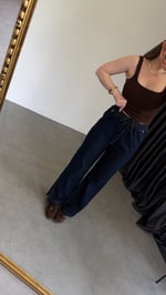 Halo Paça Yırtmaçlı Denim Pantolon Lacivert