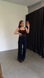 Halo Paça Yırtmaçlı Denim Pantolon Lacivert