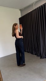 Halo Paça Yırtmaçlı Denim Pantolon Lacivert