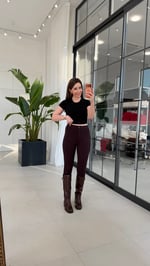 İnterlok Binici Yüksek Bel Tayt Mürdüm