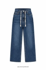 İp Bağcıklı Denim Jean Mavi