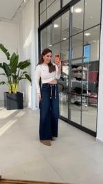 İp Bağcıklı Denim Jean Mavi