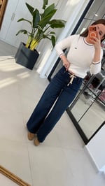 İp Bağcıklı Denim Jean Mavi