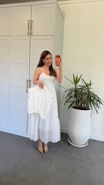 İşleme Dantelli T-shirt Detaylı Elbise Ekru